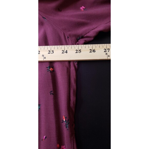 Old Navy Dress Womens 2XL Burgundy Floral Long Sleeve Ruffle Rayon Boho Fall - Picture 8 of 8